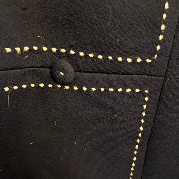 Vintage Navy Dress With White Stitching - Picture 6 of 6